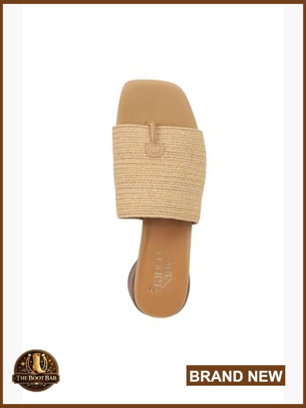 Slide Sandals - Chunky Block Heel, Raffia - Picture 5 of 7